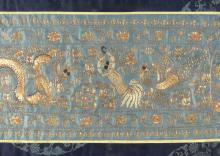 ANTIQUE CHINESE GOLD THREADED SILK PANEL