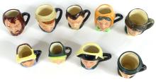 9 MINIATURE DICKENS TOBY MUGS