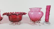 5 PIECES CRANBERRY GLASS