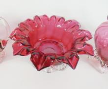 5 PIECES CRANBERRY GLASS