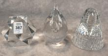 THREE CRYSTAL PAPERWEIGHTS