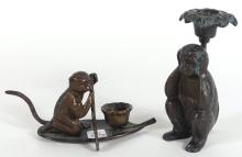 2 VINTAGE MONKEY CANDLEHOLDERS