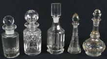 5 CRYSTAL PERFUME BOTTLES