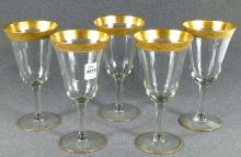 5 QUALITY FLUTED WINE GLASSES