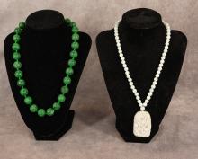 TWO JADE NECKLACES