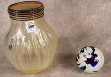 ART GLASS VASE AND PAPERWEIGHT
