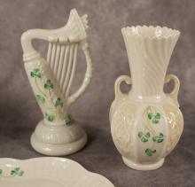 FIVE PIECES OF BELLEEK PORCELAIN
