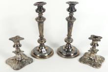 TWO PAIRS VICTORIAN CANDLESTICKS