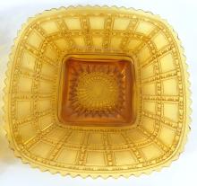 2 AMBER GLASS SERVING PIECES