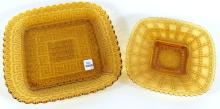 2 AMBER GLASS SERVING PIECES