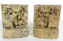 PAIR CARVED BOOKENDS