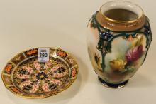 WORCESTER VASE AND DERBY SAUCER