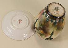 WORCESTER VASE AND DERBY SAUCER