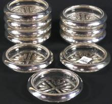 10 MATCHING STERLING SILVER & CRYSTAL COASTERS