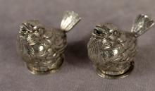 PAIR OF STERLING "BIRD" SHAKERS