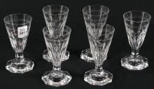 6 MATCHING ANTIQUE CRYSTAL ICE WINE/LIQUEUR GLASSES