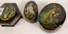 THREE RUSSIAN LACQUER BOXES