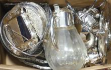 BOX LOT OF SILVER PLATE