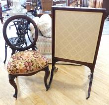 VICTORIAN SIDE CHAIR AND DRAFT SCREEN