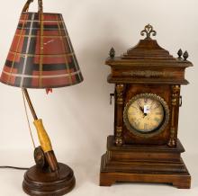 "FISHING ROD" TABLE LAMP AND CLOCK