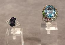 TWO STERLING GEMSTONE RINGS