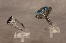 TWO STERLING GEMSTONE RINGS