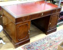 THREE-SECTION DOUBLE PEDESTAL DESK