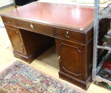 THREE-SECTION DOUBLE PEDESTAL DESK