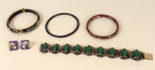 FOUR BRACELETS AND EARRINGS