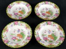 4 ANTIQUE ENGLISH SOUP/DESSERT BOWLS