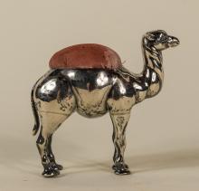 EDWARDIAN SILVER CAMEL PINCUSHION