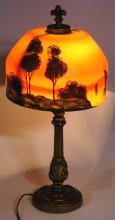 ANTIQUE REVERSE PAINTED LAMP