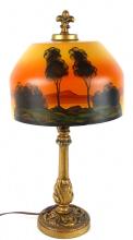 ANTIQUE REVERSE PAINTED LAMP