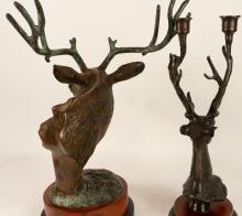 TWO CONTEMPORARY METAL "DEER" SCULPTURES