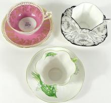 3 SHELLEY CUPS & SAUCERS