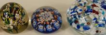 FIVE ART GLASS PAPERWEIGHTS