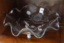 FOOTED CORNFLOWER BOWLS AND PAPERWEIGHT