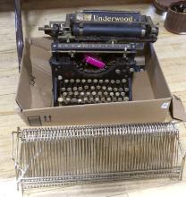 ANTIQUE TYPEWRITER AND RECORD STANDS