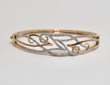 10K GOLD AND DIAMOND BANGLE