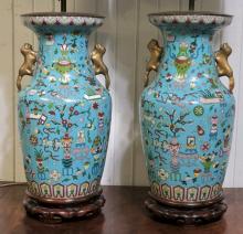 LARGE CLOISONNE LAMPS