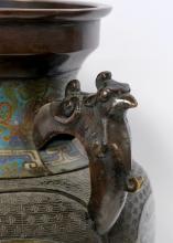 JAPANESE BRONZE CHAMPLEVE VASE