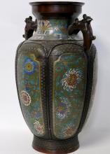 JAPANESE BRONZE CHAMPLEVE VASE