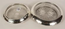 TWO STERLING RIMMED WINE COASTERS