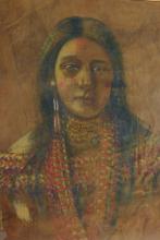 INDIGENOUS PORTRAIT PAINTING ON LEATHER