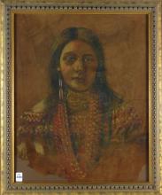 INDIGENOUS PORTRAIT PAINTING ON LEATHER