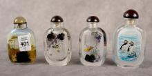 FOUR CHINESE GLASS SNUFF BOTTLES