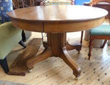 OAK PEDESTAL DINING TABLE