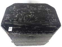 CHINESE LACQUER BURGAUTE TEA BOX