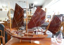 LARGE WOODEN SHIP MODEL