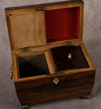 ANTIQUE ROSEWOOD TEA CADDY